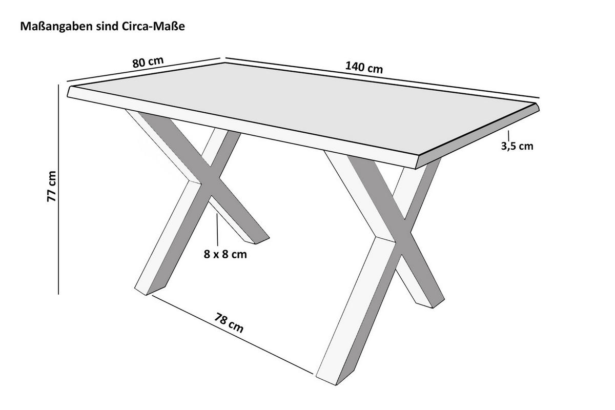 ESSTISCH FREDERIK - Schwarz/Braun, Holz/Metall (80/140/77cm) - SAM