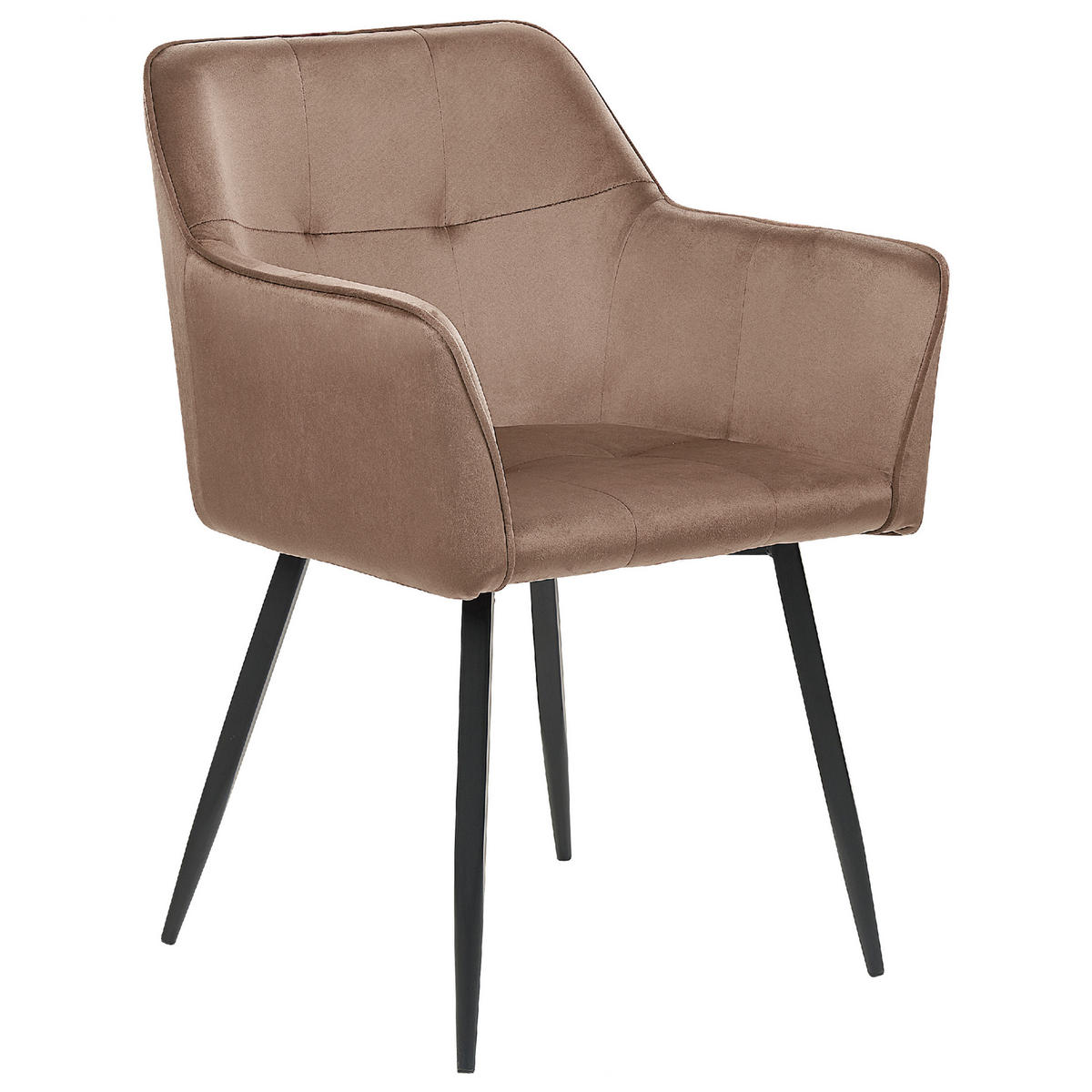 STUHL 2er-Set Samtstoff Braun Jasmin - Braun, Textil/Metall (60/84/49cm) - Beliani