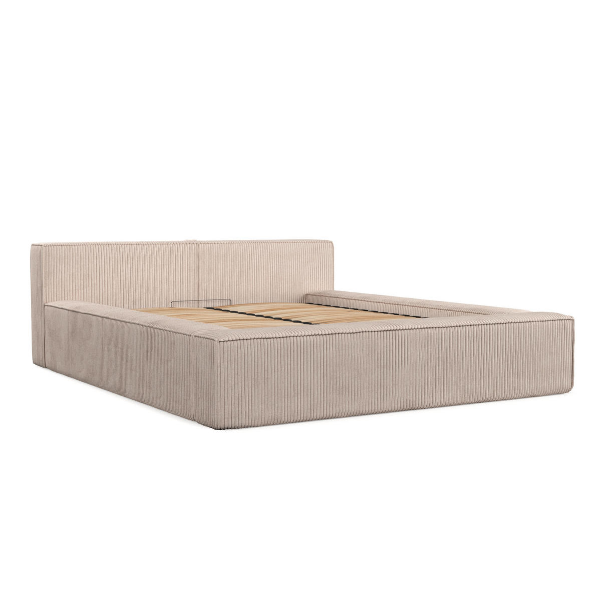 POLSTERBETT Casto mit Stauraum 180/200 cm Hellbeige im Poso Stoff - Beige/Schwarz, Holz/Holzwerkstoff (180/200cm) - AltaBeds