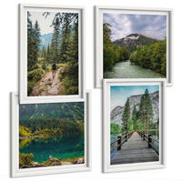 BILDER SET 4er Set - 50x50 cm & 40x60 cm Weißer Rahmen - Berge, Seen, Wälder, Wege - Weiß, Kunststoff (50/50cm) - TULUP