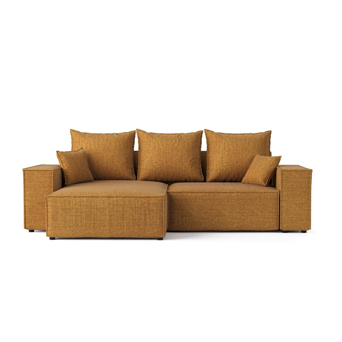 ROHOVÁ SEDAČKA SENSO, textil, Medově žlutá - černá/med, dřevo/kompozitní dřevo (255/148cm) - AltaBeds
