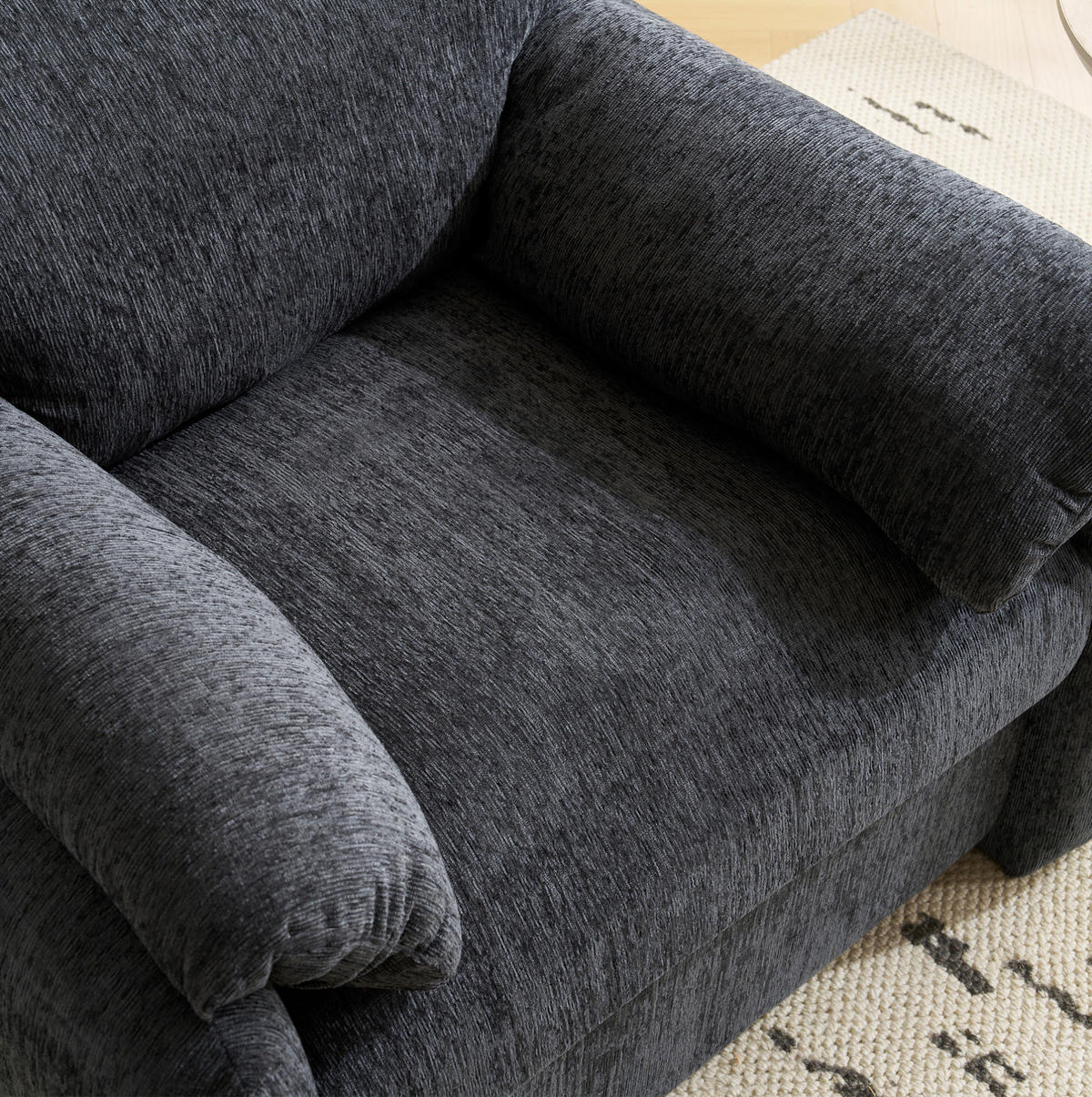 SESSEL 96/82/84 cm aus Chenille in Grau – bis 150 kg belastbar - Grau, Textil (82/84/96cm) - BEAOK