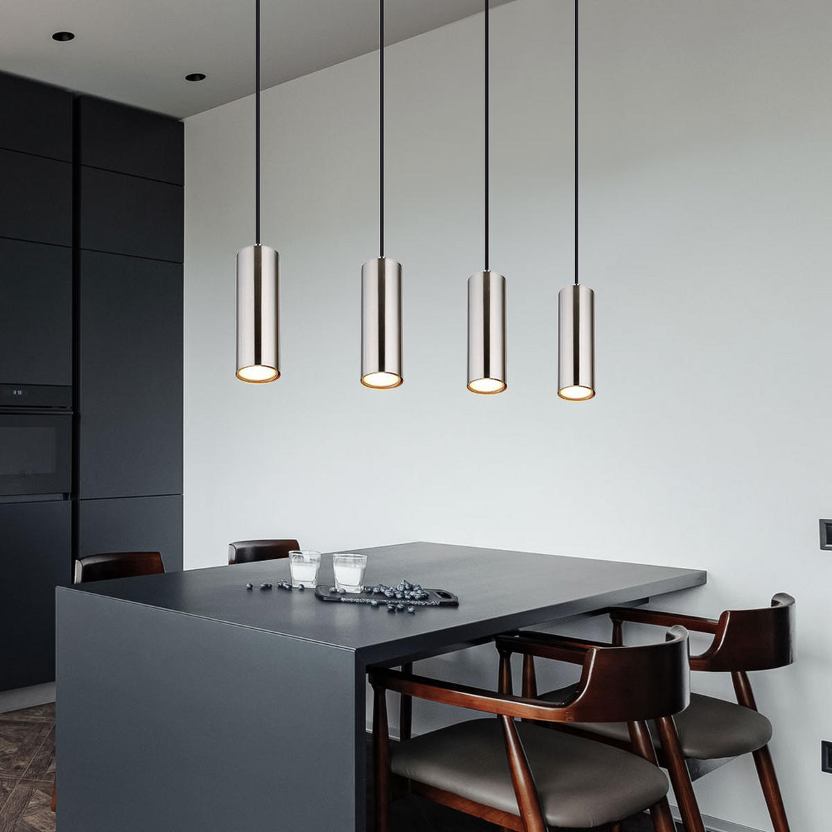 LED HÄNGELEUCHTE Metall Silber 4-flammig - Silberfarben, Metall (65/6/120cm)