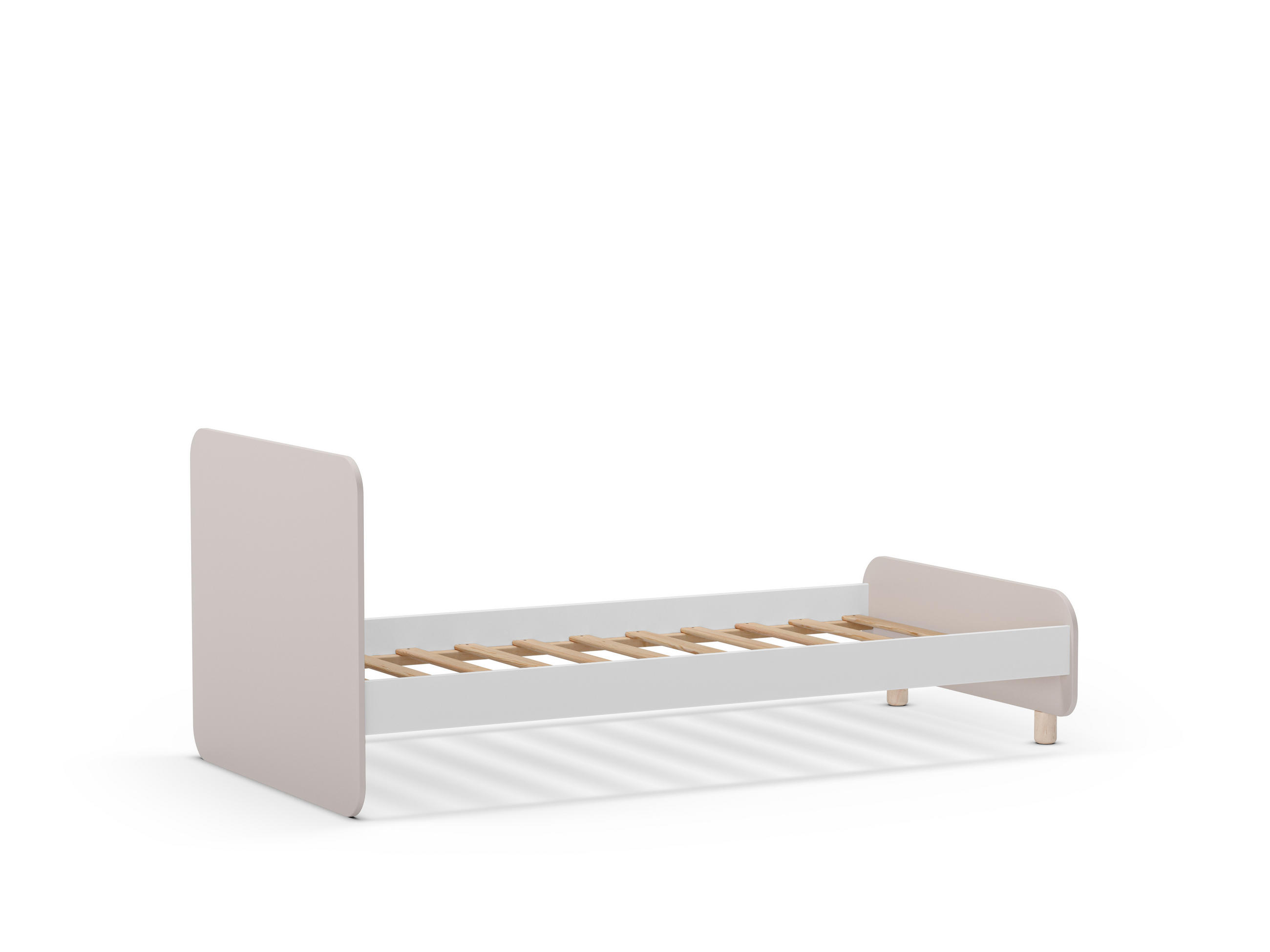 BETT 90x190 cm in creme glänzendem Dekor und hellem Holz 106,5/195,4/90/45 cm - Beige, Holz (190/90cm) - Calicosy