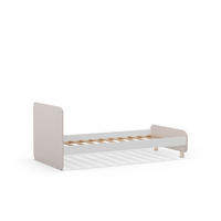 BETT 90x190 cm in creme glänzendem Dekor und hellem Holz 106,5/195,4/90/45 cm - Beige, Holz (190/90cm) - Calicosy