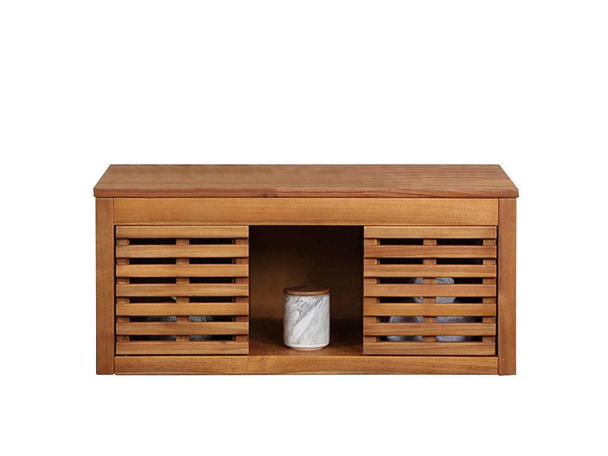 EINZELWASCHTISCH - 90 cm x 50 cm - Keramik, Holz, Platte - Naturfarben Dunkel - PENEBEL - Naturfarben, Keramik/Holz (90/40/50cm) - Vente-Unique