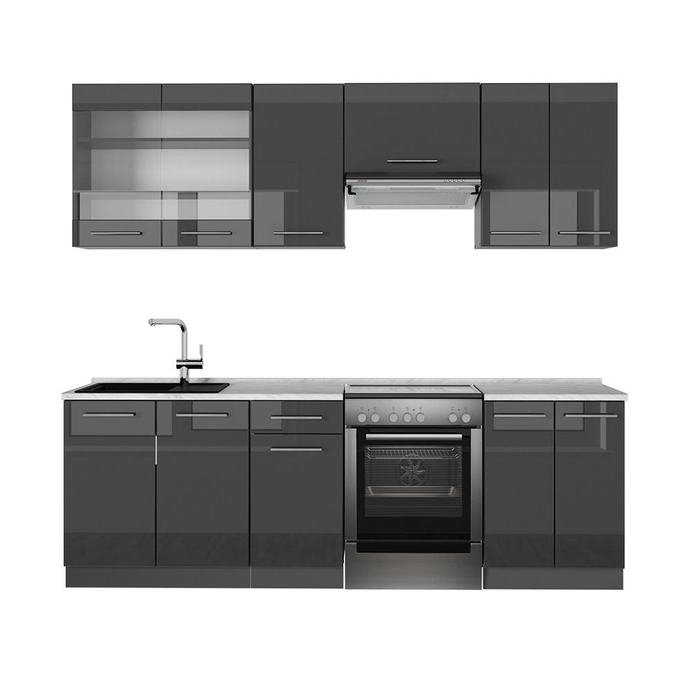 Vicco Küchenzeile Anthrazit, Anthrazit 240x81.6x60 cm