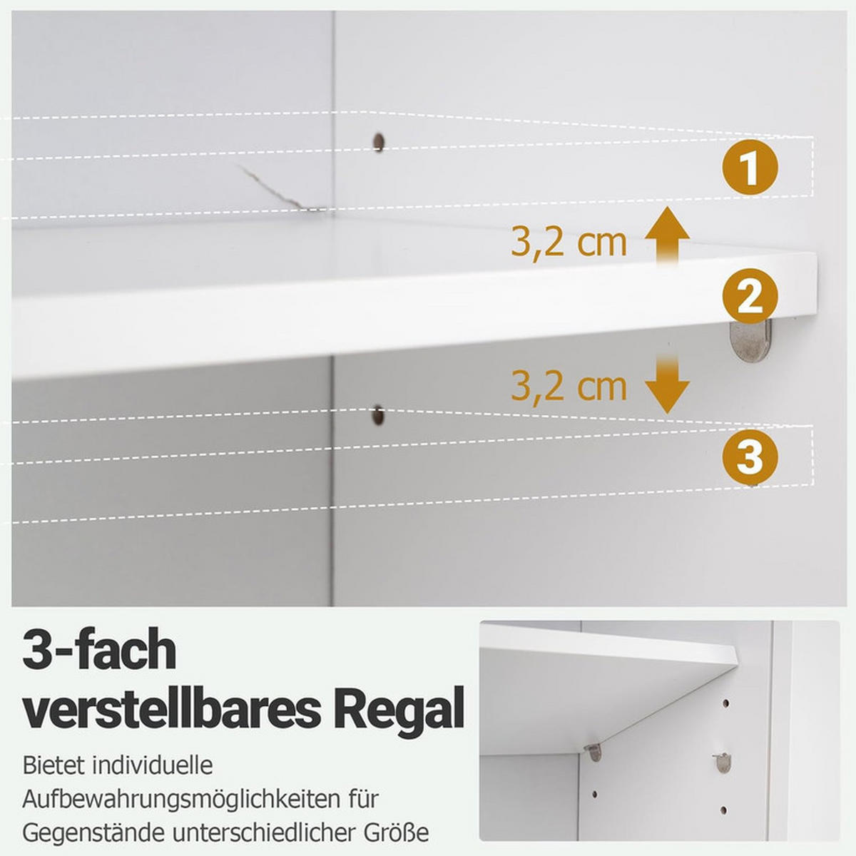BAD-HÄNGESCHRANK mit 2 Türen weiß - Weiß, Holzwerkstoff (60/75/21cm) - COSTWAY