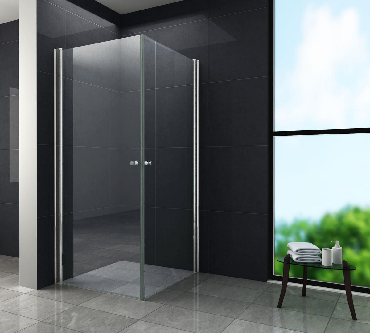 DUSCHKABINE SPA Klar 90 x 90 x 190 cm 8 mm ESG - Klar, Glas (90/90/190cm) - Glasdeals