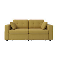 2-SITZER SOFA Chenille Senfgelb mit USB, Getränkehaltern und Stauraumschubladen - Gelb, Textil/Metall (172/82/75cm) - WISHDOR