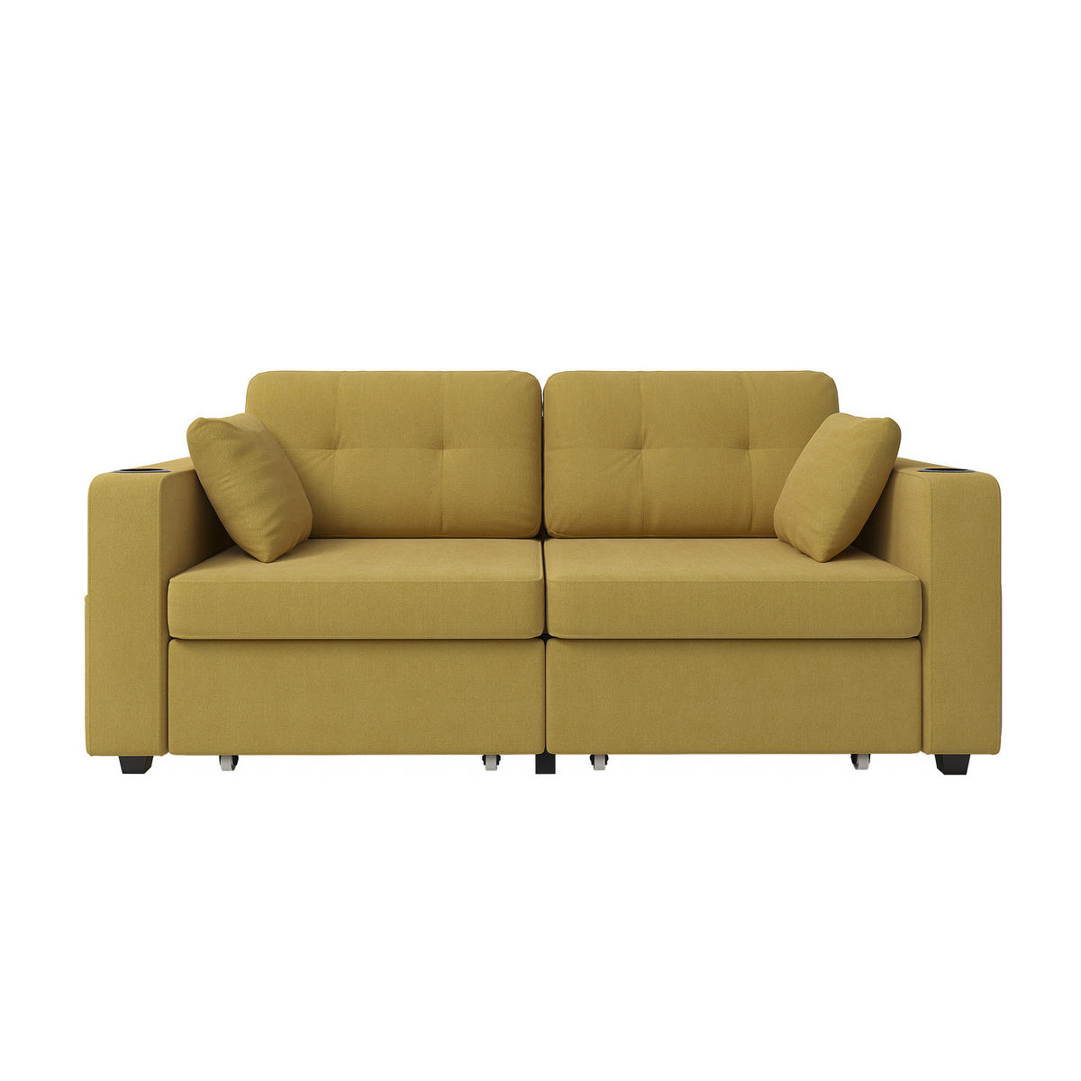 2-SITZER-SOFA aus Chenille 172x75x82 cm mit USB & Stauraumschubladen, senfgelb - Gelb, Textil (75/82/172cm)