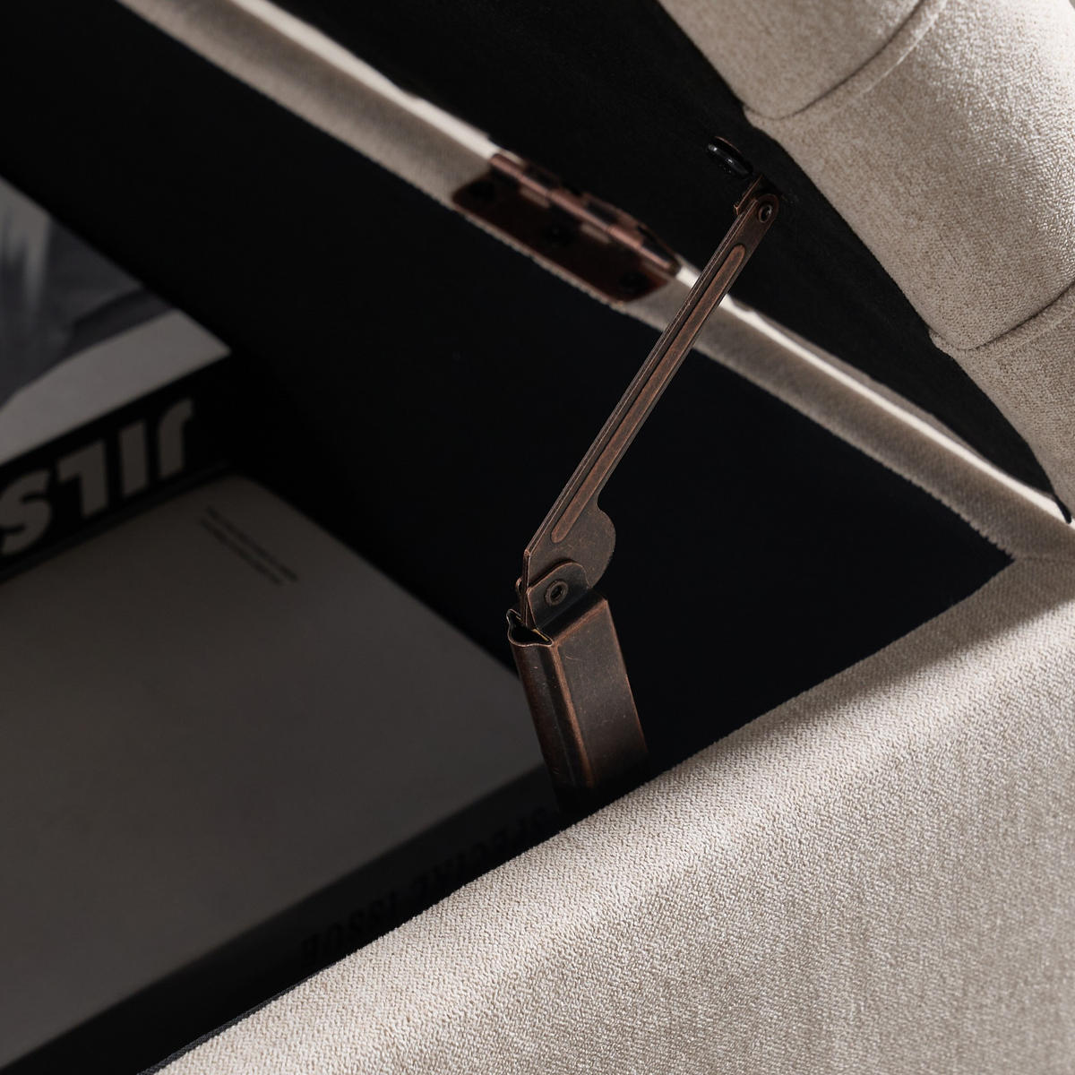 HOCKER Couchtisch,Aufbewahrungsstuhl,höhenverstellbar,Leinen,Beige - Beige, Metall (75/41/75cm) - LVHOM