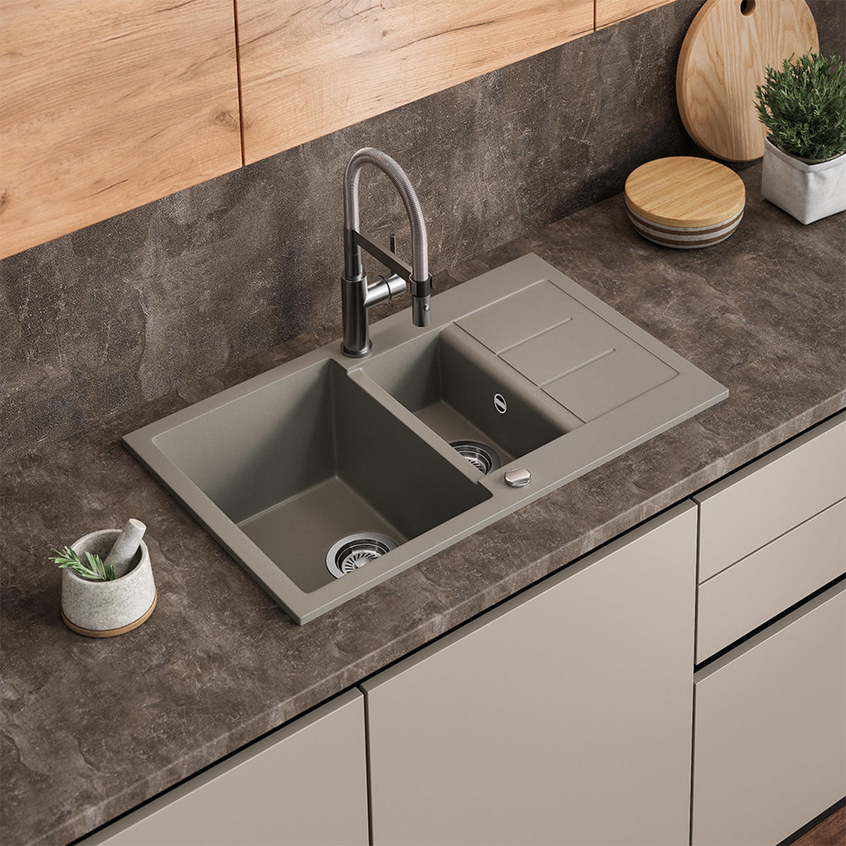 UMYVADLO Seattle Beton - šedá, keramika (80/20/50cm) - Bergstroem