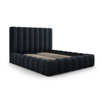 BETT mit Bettkasten und Kopfteil Kelp aus Samt dunkelblau 160x200cm - Dunkelblau, Textil (160/200cm) - Micadoni