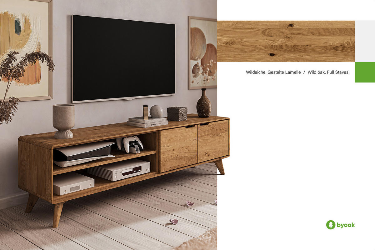 GREG HIFI-SCHRANK Wildeiche - Wildeiche, Holz (180/48/40cm) - byoak