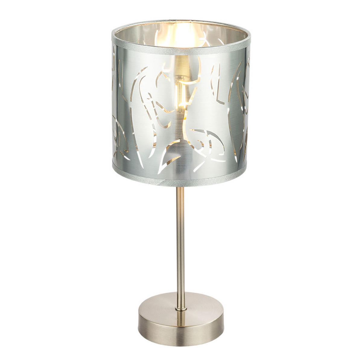 LED TISCHLEUCHTE Silber matt mit Dekorstanzungen - Silberfarben, Metall (15/15/35cm)