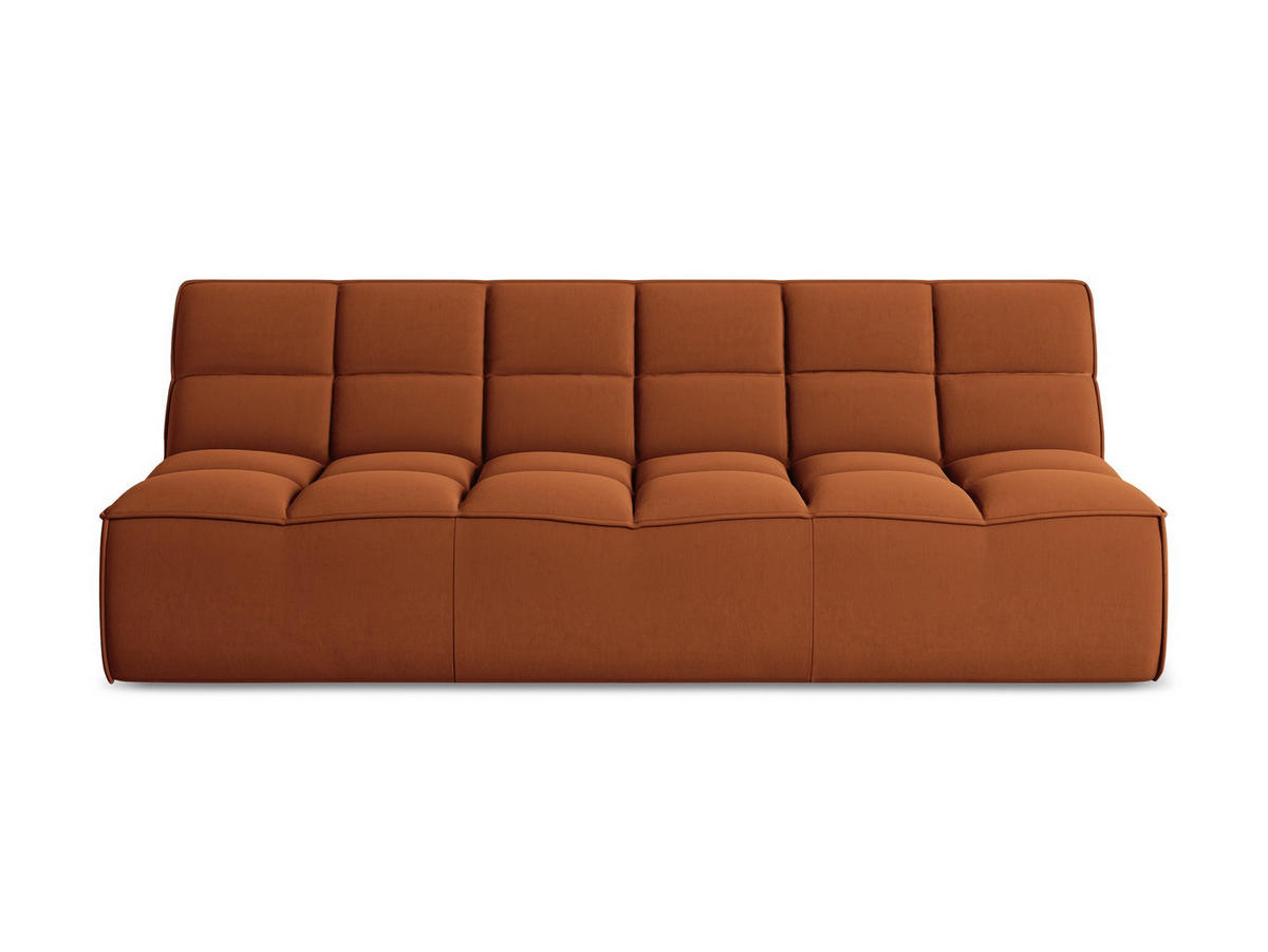 3-SITZER SOFA Samt Stoff Orange - Terra cotta/Schwarz, Kunststoff/Textil (210/75/93cm) - Makamii