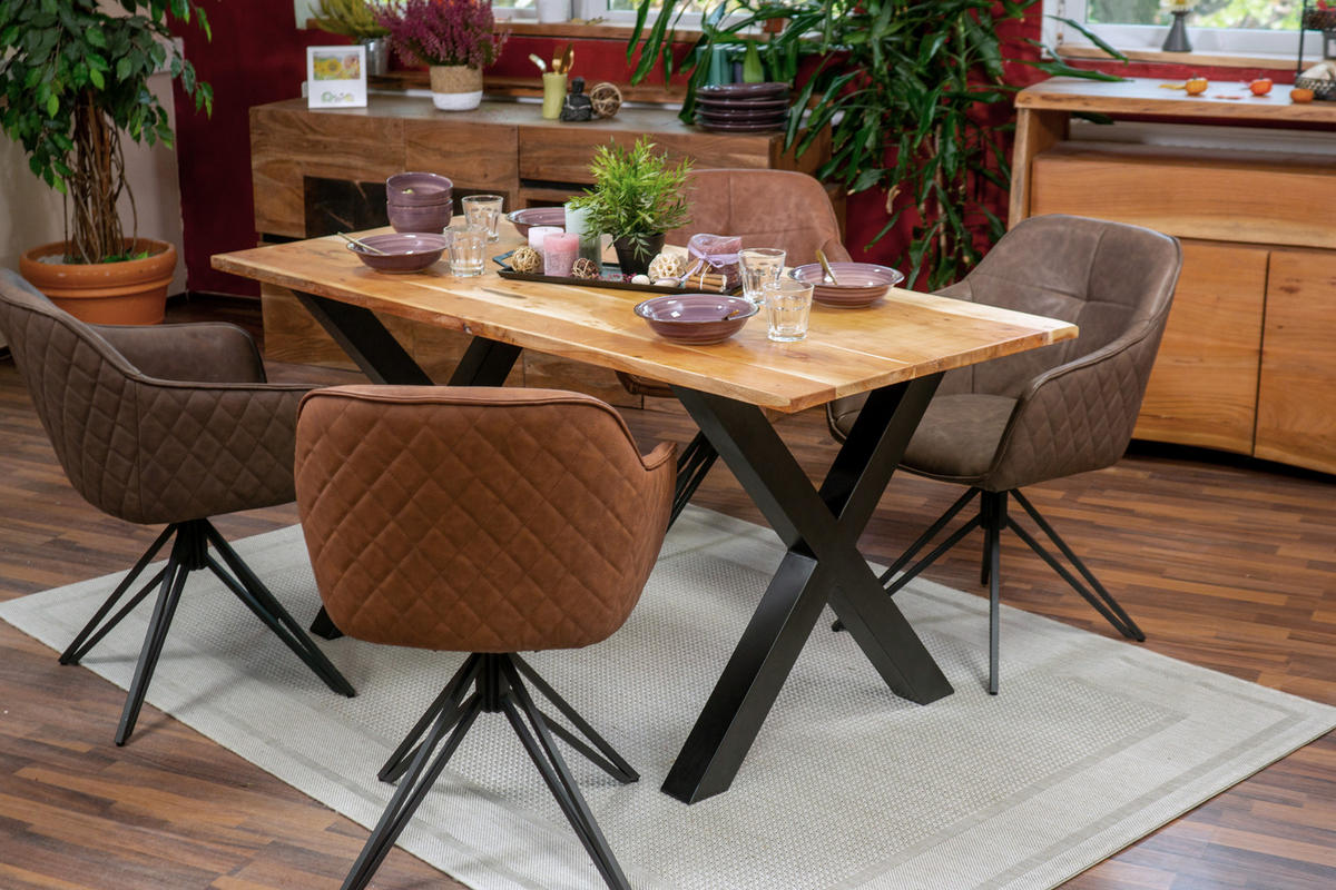 ESSTISCH PALERMO - Beige/Schwarz, Holz/Metall (100/200/77cm) - SAM