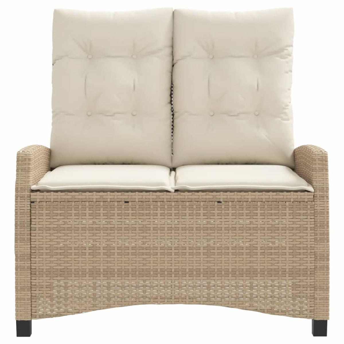 GARTENBANK Verstellbar mit Kissen Beige Poly Rattan - Beige, Kunststoff (105/93/66cm) - furnicato