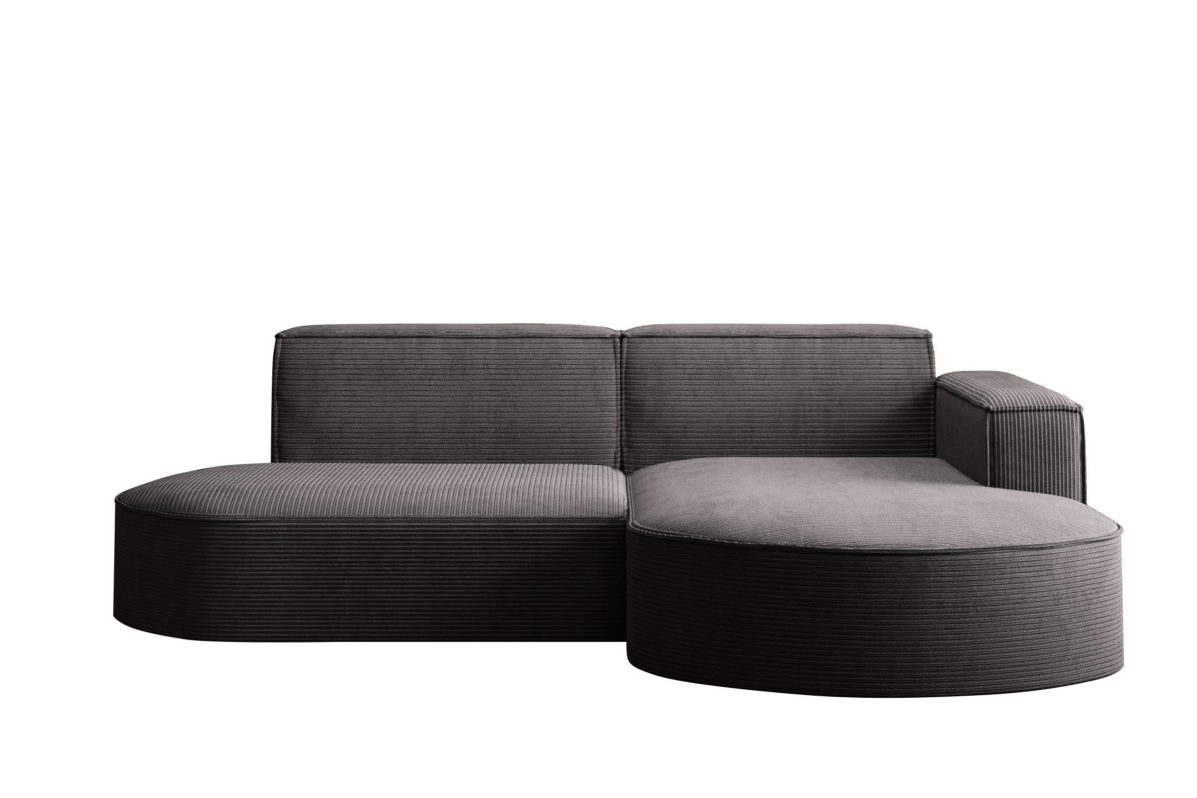 Kaiser Möbel ROHOVÁ SEDAČKA designová MODENA STUDIO, manšestrová tkanina Poso, Tmavě šedá, Pravá strana