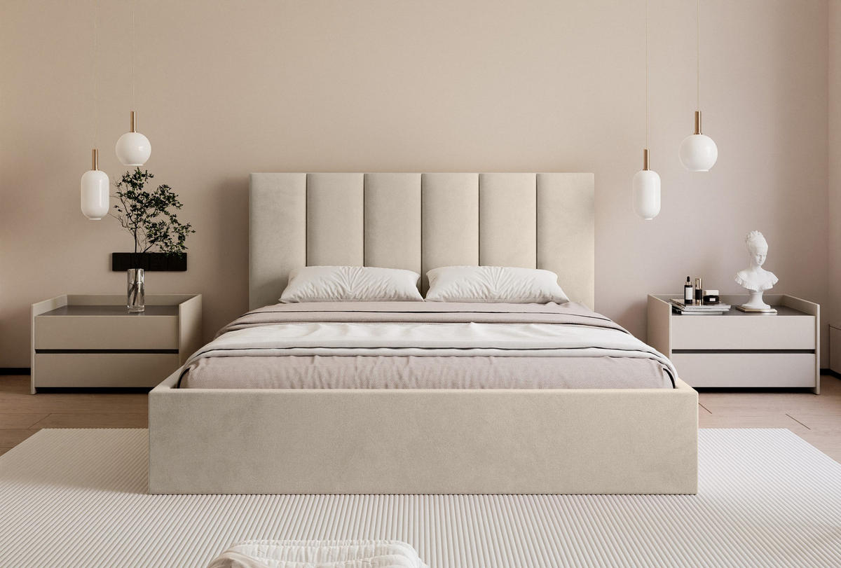POLSTERBETT Eloria 180x200 cm, Beige - Beige, Textil (180/200cm) - Fedve