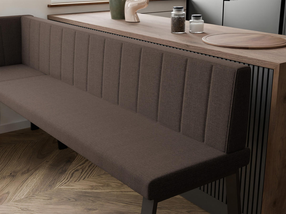 ECKBANK links MONO Y Webstoff gesteppt, 128/168 cm Braun - Braun, Textil/Metall (128/168cm) - Idohome