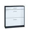 SCHUHSCHRANK Roma Schmal mit 2 Klappen und 1 Schublade, Platzsparender Schuhkipper, Schwarz/Weiß matt (89 x 95,5 x 23 cm) - Weiß, Holzwerkstoff (89/95.5/23cm) - InnoFurn
