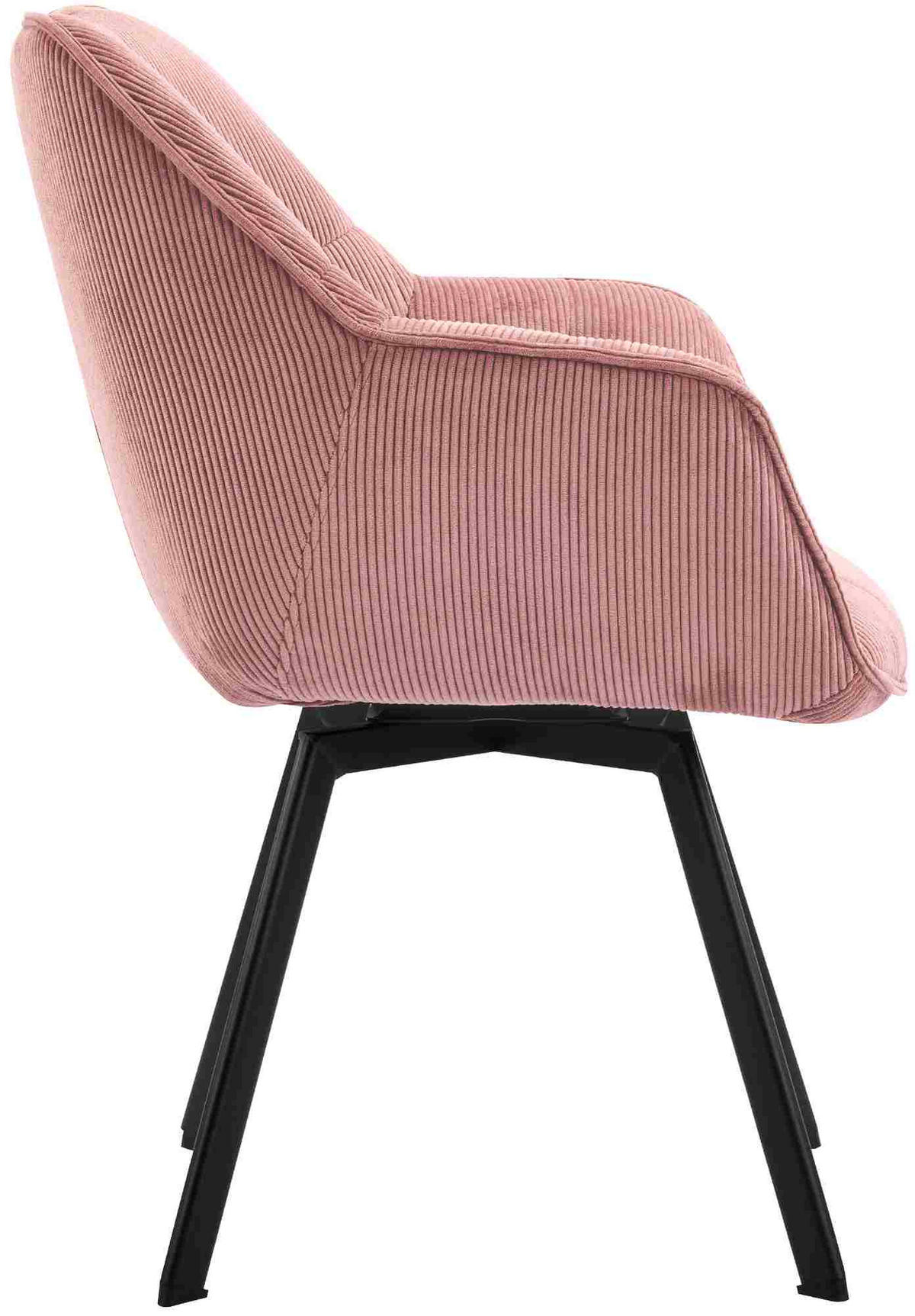 ARMLEHNENSTUHL Cord Rosa - Schwarz/Rosa, Textil/Metall (60/81/59cm) - CLP