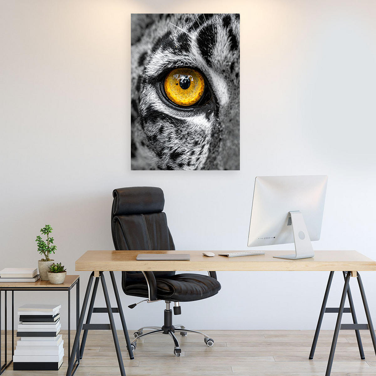 BILDER, Tiger Tiere Auge Schwarz-Weiß - Schwarz, Textil (30/45cm) - Feeby
