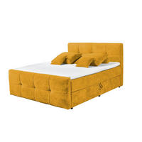 BOXBETT mit 9‑Zonen-Tonnentaschenfederkern-Matratze, HR-30-Topper, Bettkasten - Gelb/Schwarz, Holz/Kunststoff (160/200cm) - ed exciting design