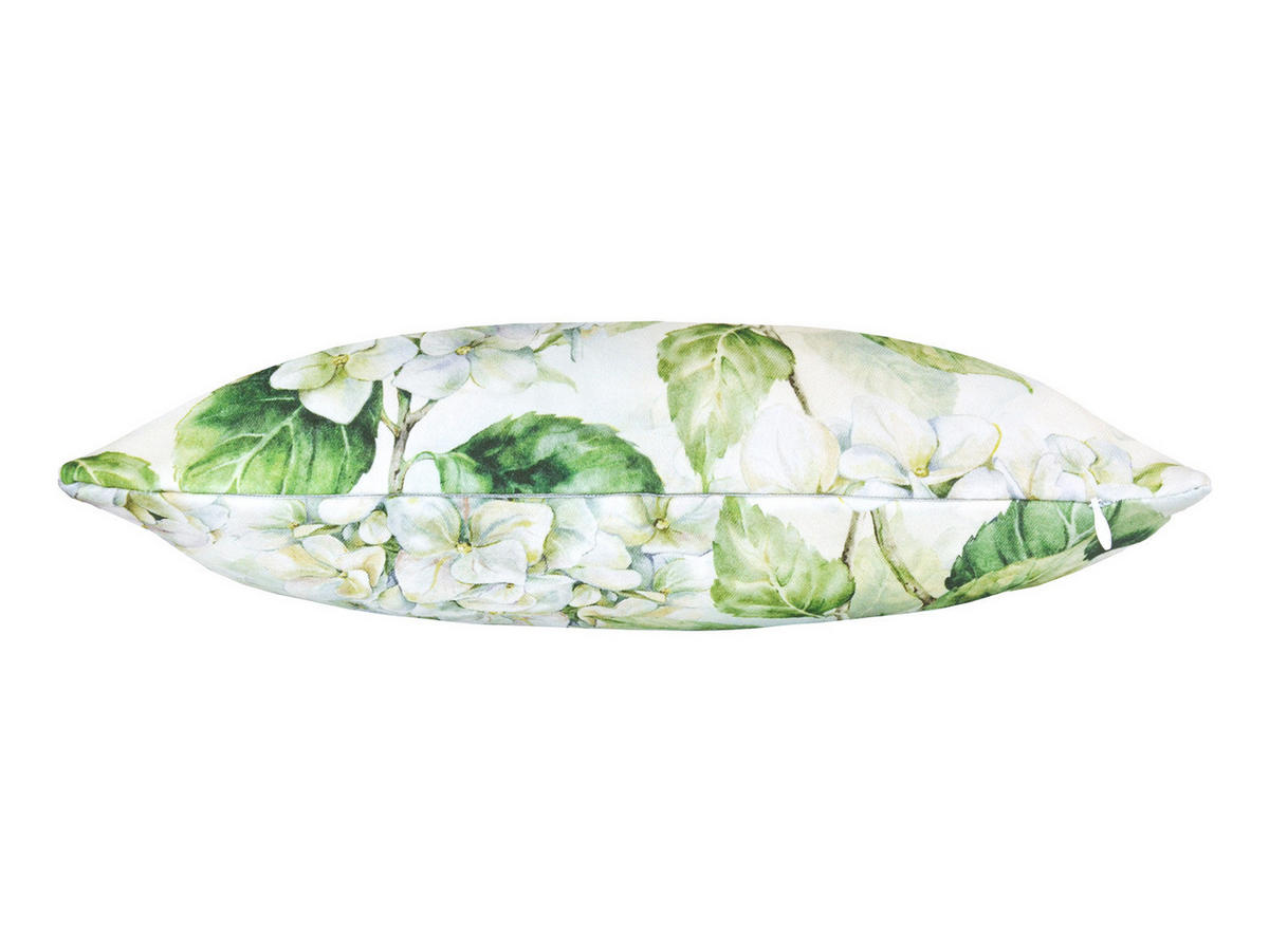 KISSENHÜLLE Landlust-Hortensie weiß 25/35 cm - Weiß/Grün, Textil (25/35cm) - beties Heimtextil