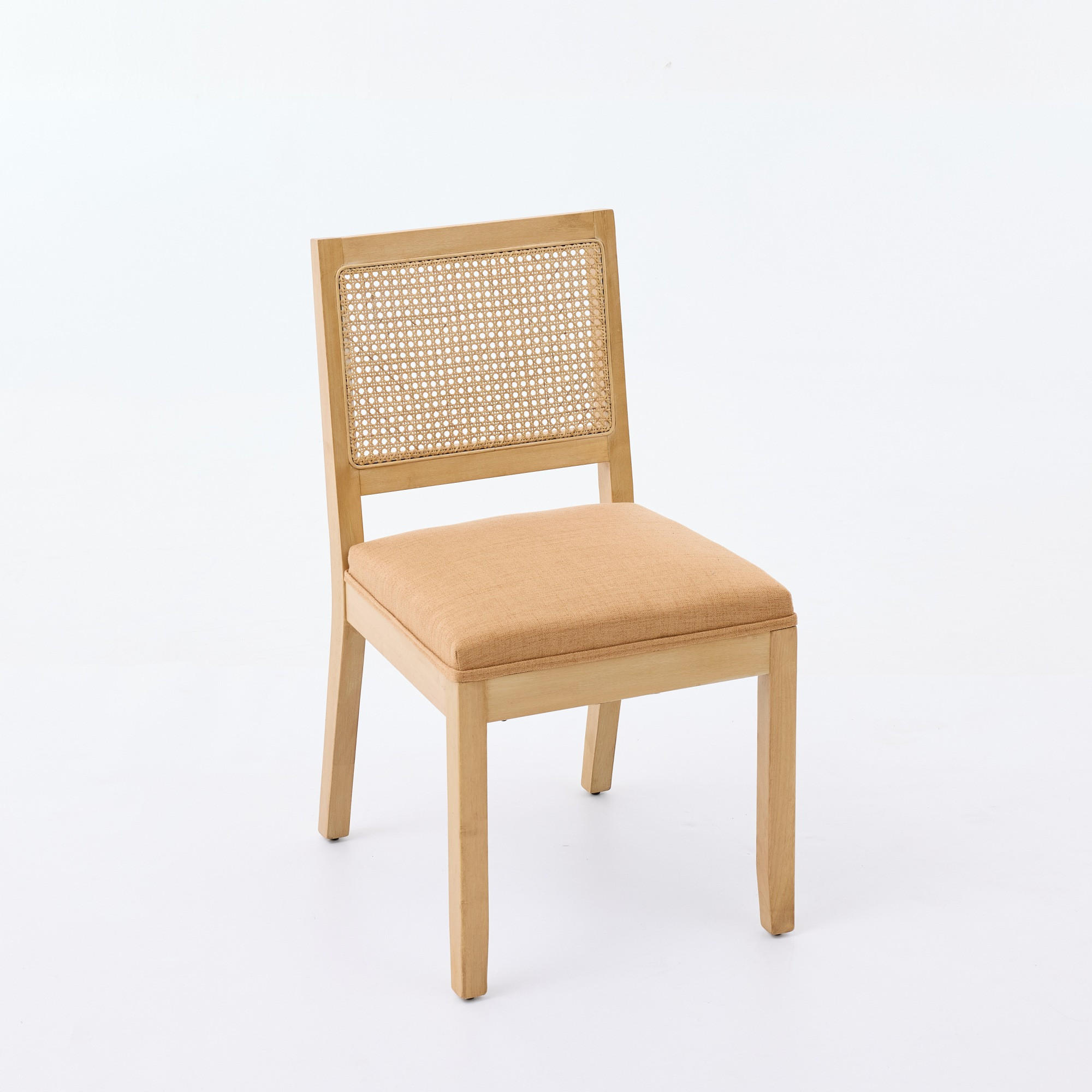STUHL-SET DE-36363 2 Stück mit Rattan-Rückenlehne Beige - Cognac, Holz (48/86.5/56cm) - ComfortXL