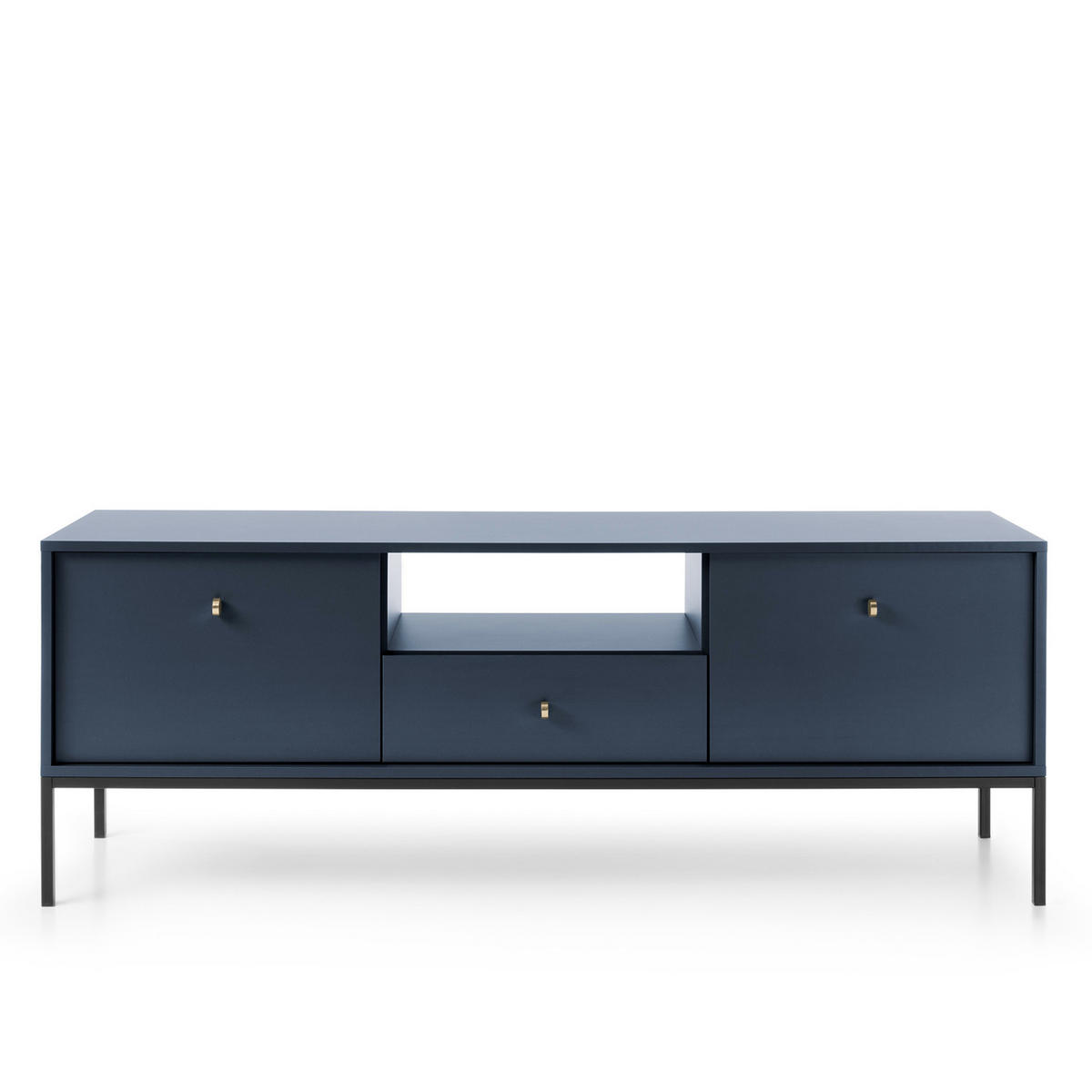 LOWBOARD TV MONCTON RTV1-2D1S Metalgriffe, Dunkelblau - Dunkelblau, Holzwerkstoff/Kunststoff (154/56/39cm) - Komodee