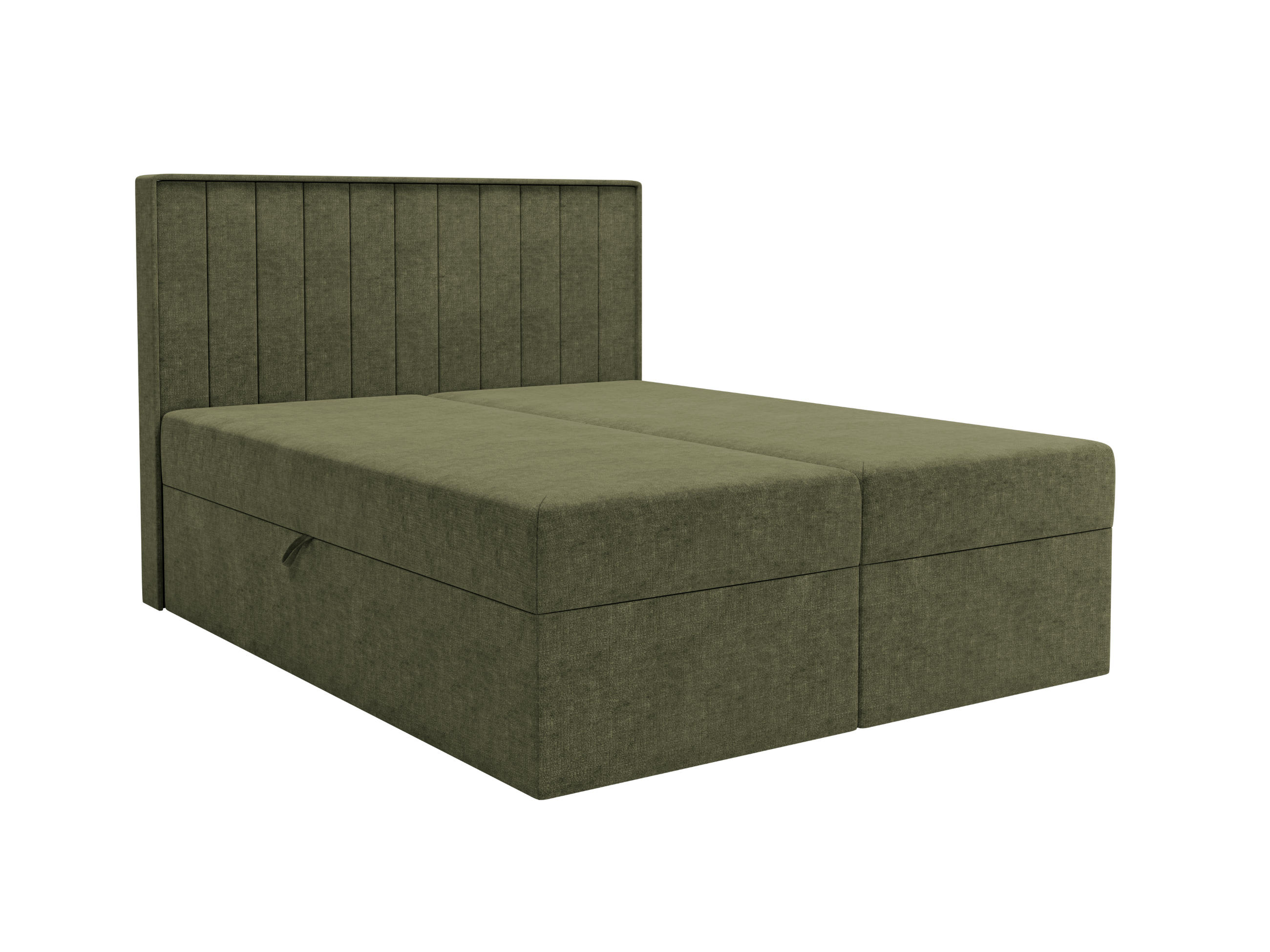 BOXBETT - Taschenmatratze + Topper 160x200 olivgrün Chenille - Olivgrün, Holz/Holzwerkstoff (160/200cm) - SIMKAM Furniture