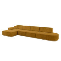 ECKSOFA Ottomane Links IREA-L3-v2 - 403x165x81 cm Senfgelb - Currygelb, Holzwerkstoff/Textil (403/165cm) - ALTDECOR