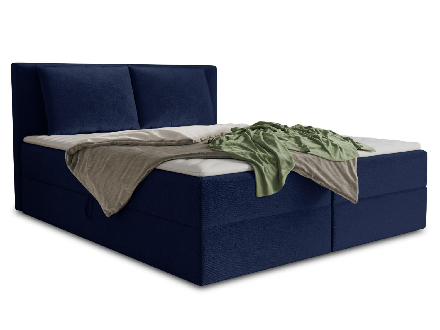 BOXBETT Egro - 140x200 - blau (Kronos 09, Velvet) - Blau/Schwarz, Holz/Holzwerkstoff (140/200cm) - Sofnet