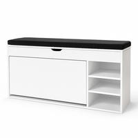 SCHUHSCHRANK Gradia 100/34/50 cm Sitzfläche ausziehbar - Weiß, Holzwerkstoff (34/50/100cm) - BOXIMO