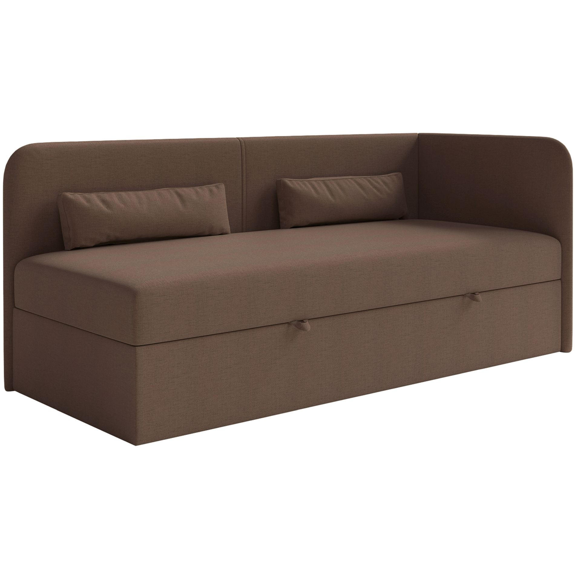 JUGENDBETT Calmmo Dunkelbraun mit Chenille-Bezug, Kopfteil rechts - Dunkelbraun, Textil (90/200cm) - Selsey