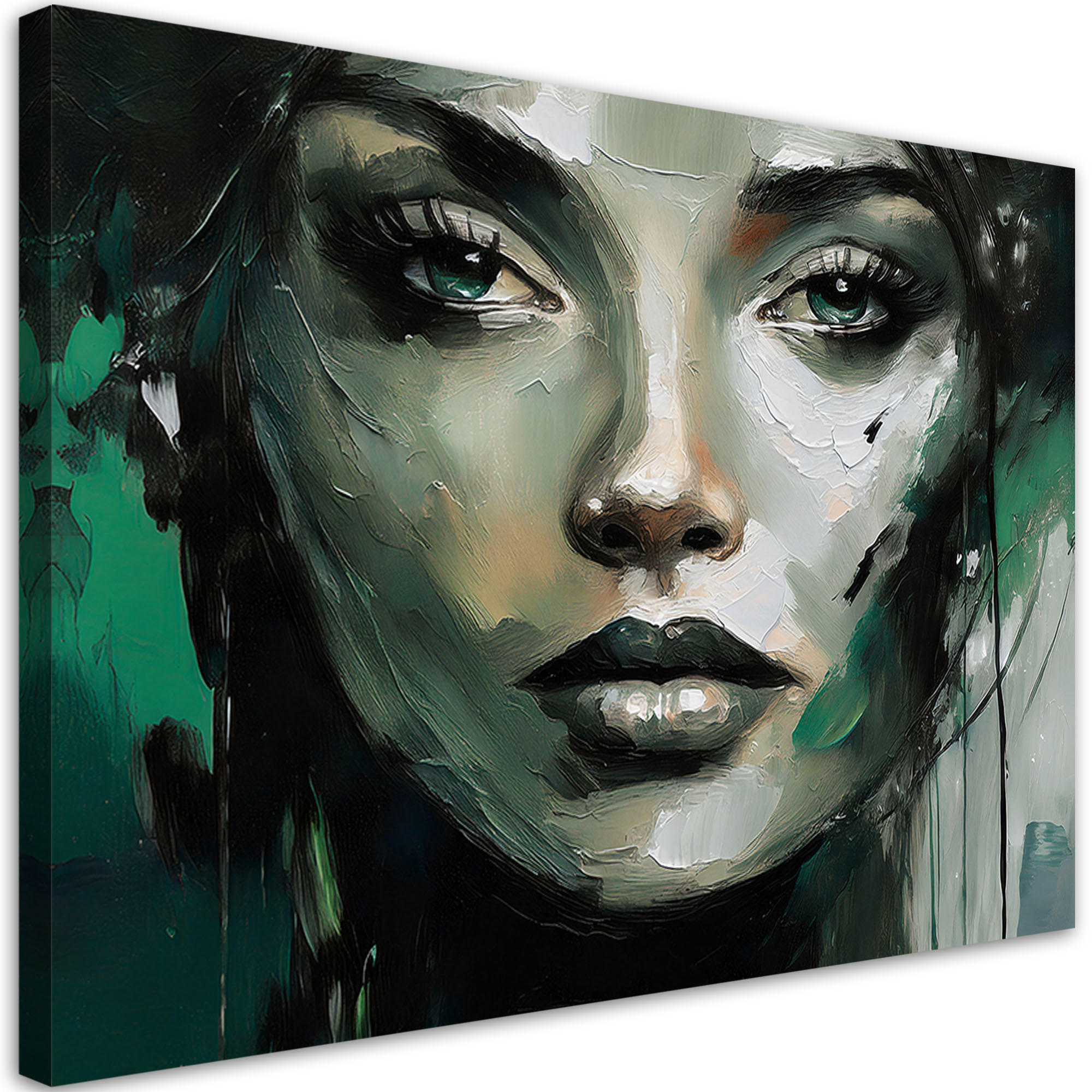 WANDBILD frau abstraktion grün - Grün, Textil (60/40cm) - Feeby