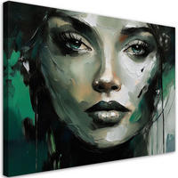 WANDBILD frau abstraktion grün - Grün, Textil (60/40cm) - Feeby