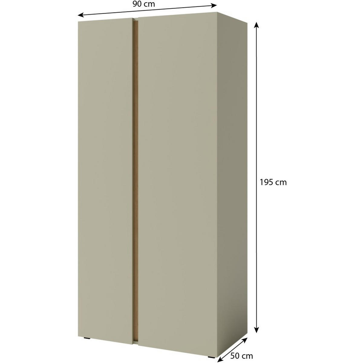 DREHTÜRENSCHRANK Lico für Jugendzimmer, mit 2 Türen, Eukalyptus - Eukalyptusholzfarben, Holzwerkstoff (90/195/50cm) - Beautysofa