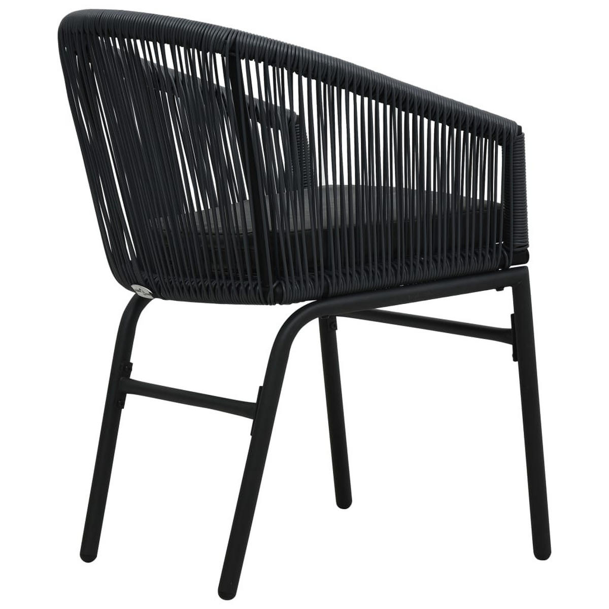 BISTRO-SET Mit Kissen 3-teilig Pe-Rattan Schwarz - Schwarz, Kunststoff - vidaXL