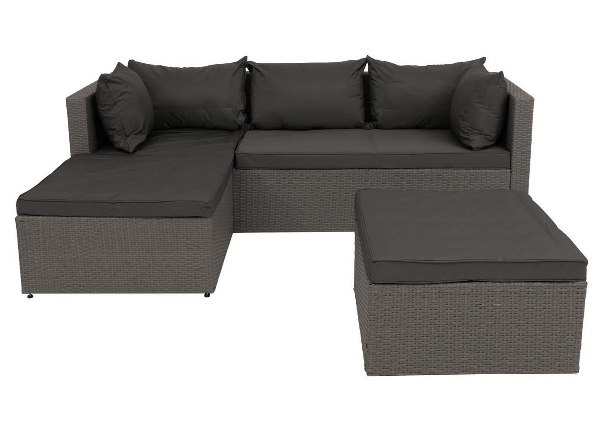 GARTEN-SET Grau Polster Dunkelgrau - Grau, Textil - PROREGAL