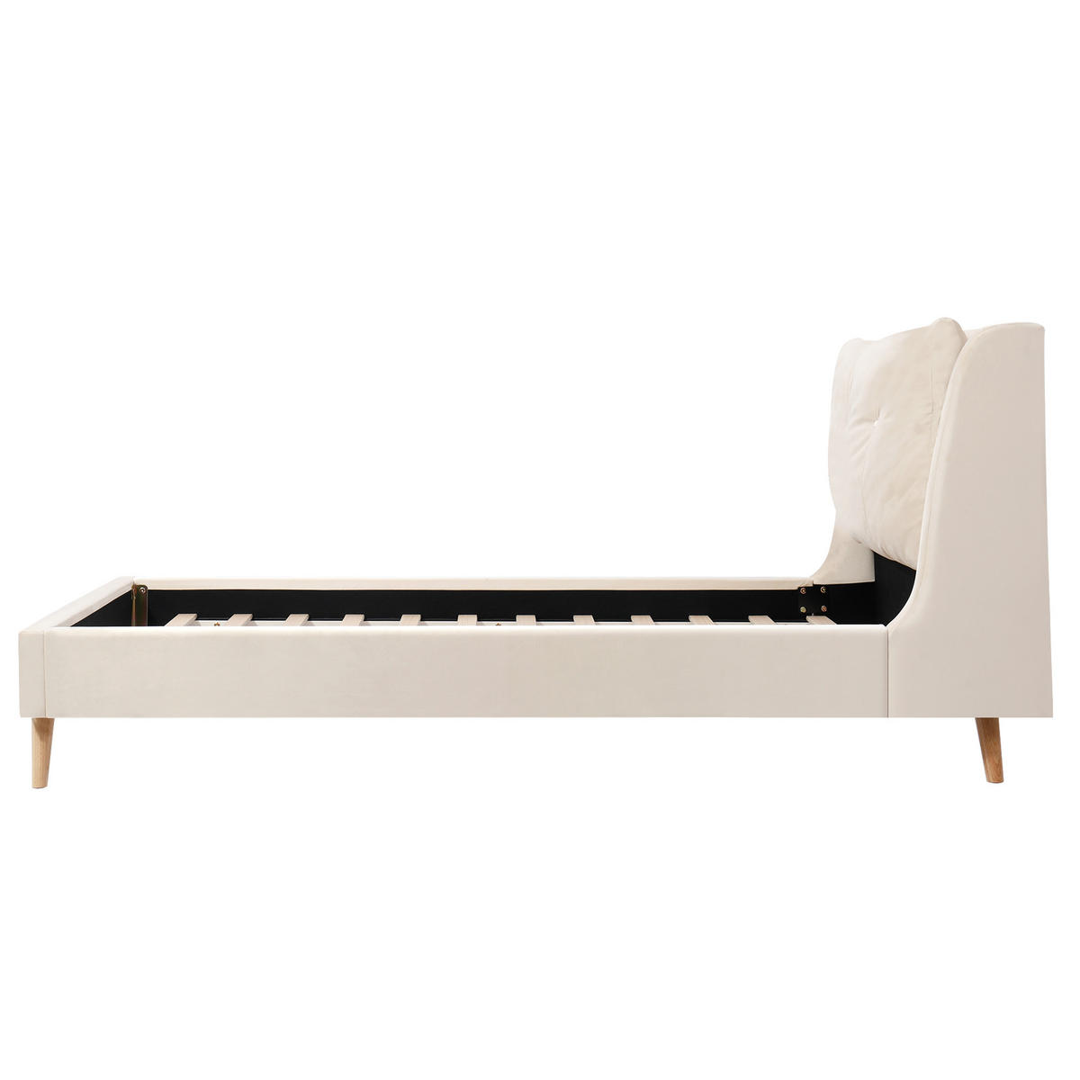 POLSTERBETT aus Samt 90x200 cm in Beige mit Lattenrost & Stauraum - Beige, Textil (90/200cm) - Modfu