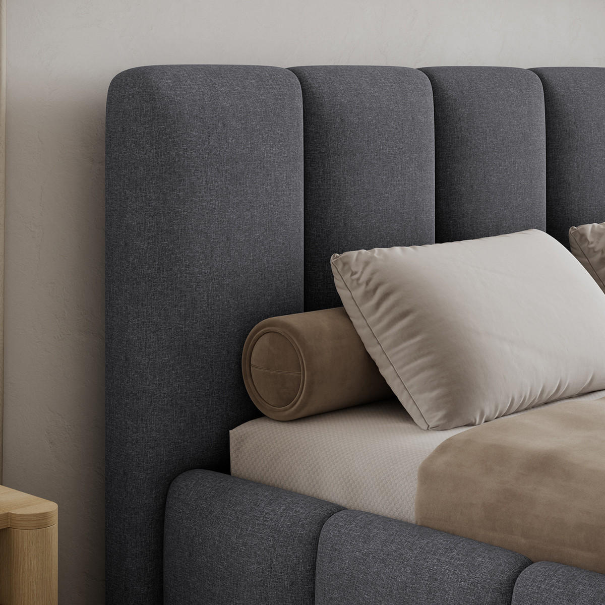 BOXSPRING POSTEL 180/200 Klaus Tmavě šedá - šedá, dřevo (180/200cm) - Petits-meubles