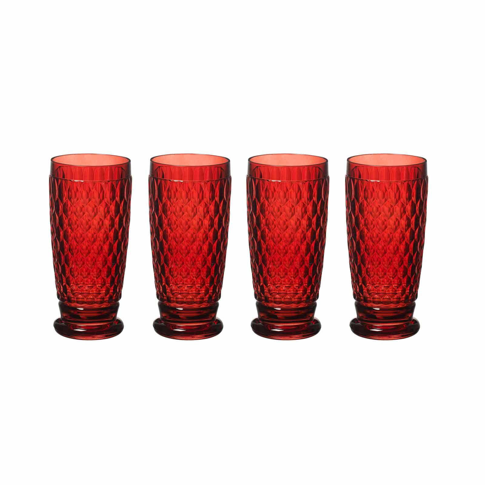 LONGDRINKGLÄSER Boston Coloured Rot 400 ml 4er Set - Rot, Glas (0.4L) - Villeroy & Boch
