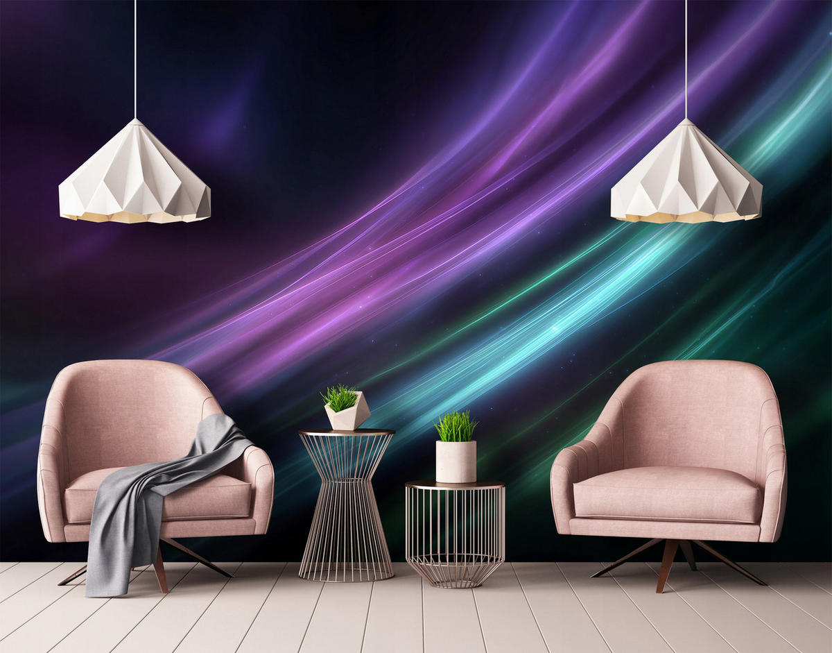 FOTOTAPETE Abstrakt Modern Lila 350x250 cm - Multicolor, Papier (350/250cm) - Wallarena