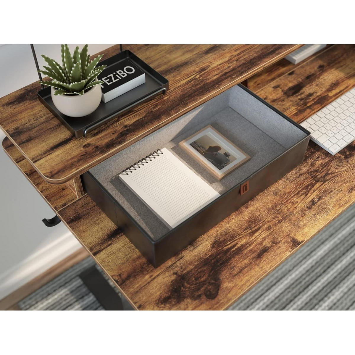 SCHREIBTISCH elektrisch höhenverstellbar 140 x 60 cm Rustikal Braun - Braun, Holzwerkstoff (60/140/72cm)