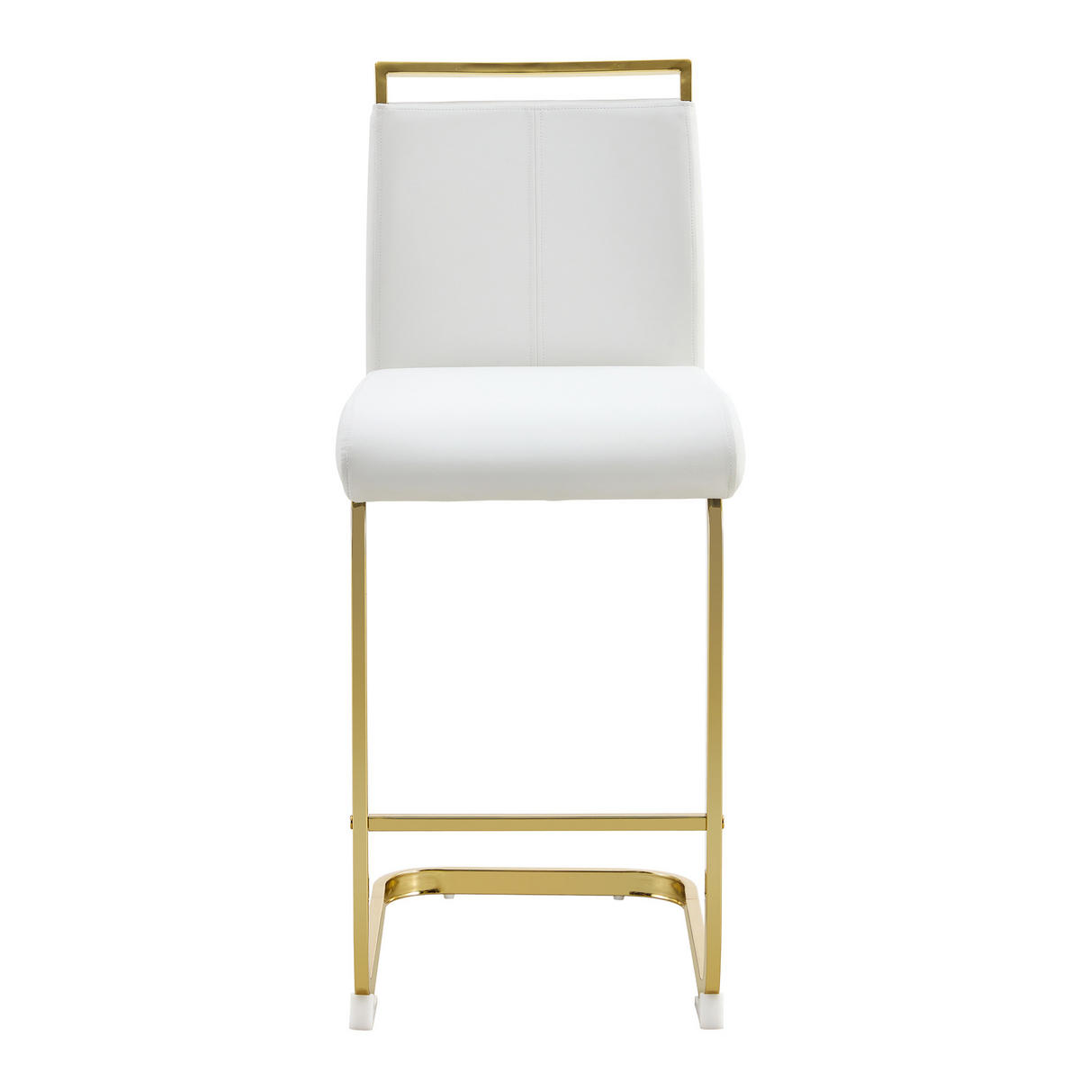 BARHOCKER 2er-Set Weiß/Gold mit Fußstütze - Weiß, Metall (46.5/96.5/39cm) - MIVRAY