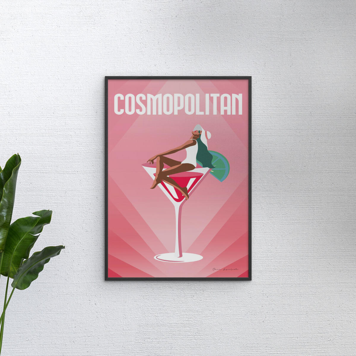 POSTER mit Rahmen Wild Apple - Cosmopolitan - Pink/Schwarz, Holz/Papier (50/70cm) - Poster&Frame